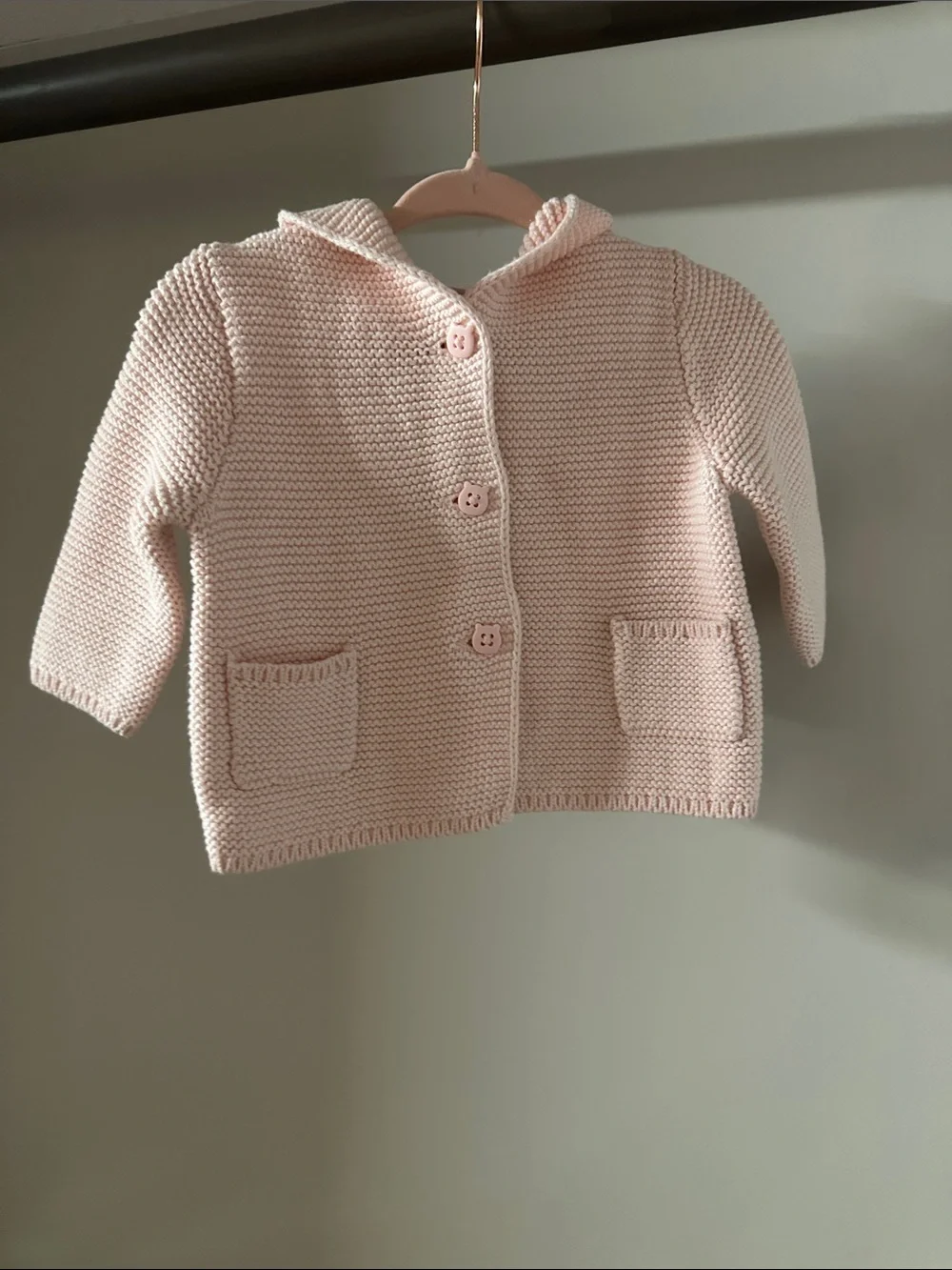 GAP Light Pink Hooded Knit Cardigan